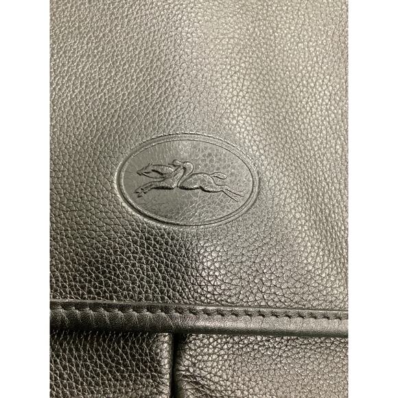 Vintage Longchamp Bag Unisex One Size Pebbled Leather Messenger Bag Black - Picture 9 of 10